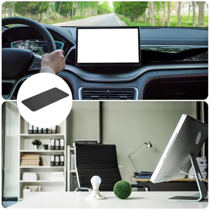 HARFINGTON 4pcs Car Dashboard Anti-Slip Mat 10.6" x 6" Universal Sticky Dash Pad Grid Pattern Washable Reusable Car Non-Slip Mats for Phone Keys Sunglasses Electronic Devices, Black