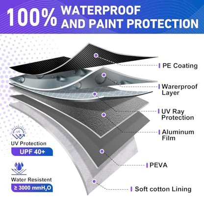 Half Car Cover for Medium-Size Sedan, Waterproof All-Weather Snow Sun Rain Protector with Reflective Strip, Durable Car Body Cover - size: Sedan L