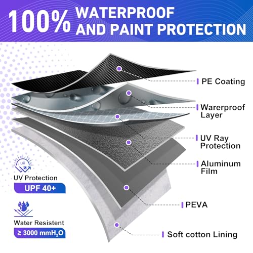 Half Car Cover SUV for Snow, Heavy Duty Roof Cover for All Weather Use, UV, Rain, Sun, Dust Protection Fits Compact/Medium SUV - size: SUV M