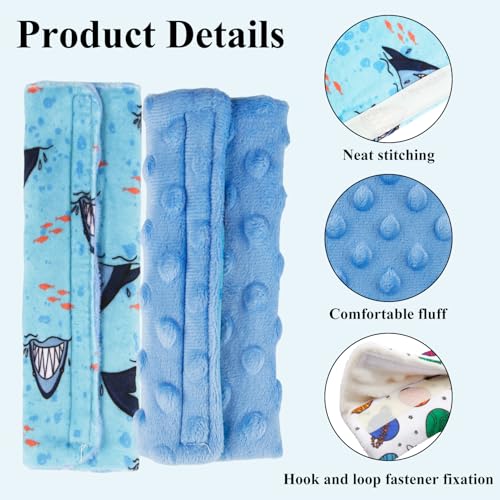 2-Pack Car Seat Strap Covers, Infant Seatbelt Covers, Velvety Soft Double-Sided Use Car Seat Shoulder Strap Pads for Infant Toddler, Blue Shark Pattern - color: Blue Shark