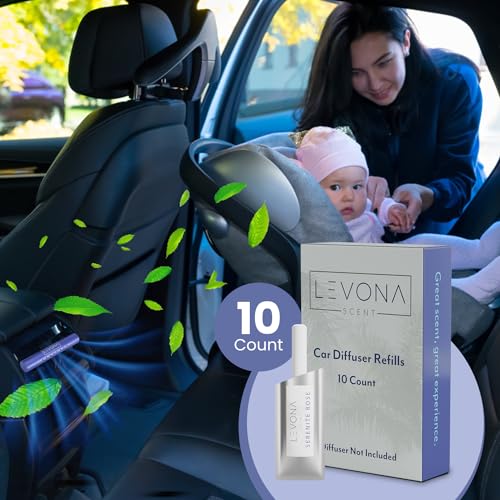 Levona Scent Car Vent Clips Refills - Car Accessories for Women & Men, Car Air Freshener Refill, Car Essentials Fragrance Diffuser & Aroma Set, Travel-Friendly - Pack of 10 (Diffuser Not Included) - color: Refill