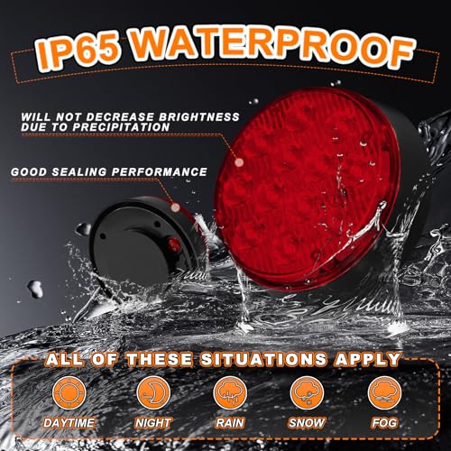 2PCS Magnetic Red Strobe Lights for Trucks, Rechargeable Flashing Lights for Vehicles, LED Red Beacon Magnetic Trailer Lights Portable Emergency Safety Warning Lights Wireless Strobe Lights - color: Red-Round Shape