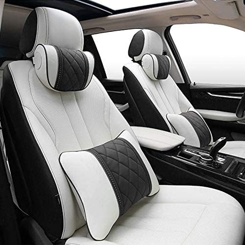 LUNDA Luxury Car Neck Pillow Car Travel Neck Rest Pillows Seat Cushion Support Napa Leather for Mercedes Benz S-Class headrest (Black - color: Black