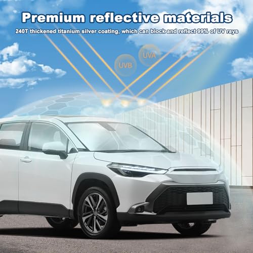 Kairiyard Car Windshield Sun Shade, 240T Thickened Block Heat and Sun Keep Cars Interior, Foldable Automotive Sunshade for Car SUV Truck Front Windshield (57.09x 31.5 inch) - size: 1Pc Windshield Sunshade