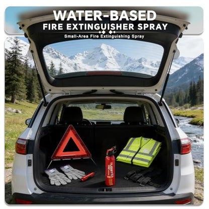 Ougist Roadside Emergency Car Kit with ABCK Fire Extinguisher for Vehicle, Intuitive Window Breaker, Protective Gloves & Triangles, Complete Car Emergency Kit for Breakdown & Fire Safety