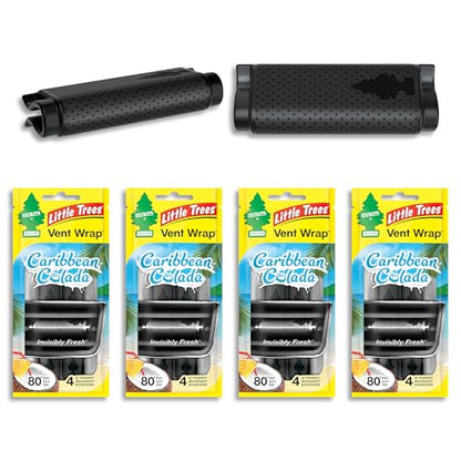 LITTLE TREES Car Air Freshener | Vent Wrap Provides Long Lasting Scent, Invisibly Fresh | Caribbean Colada, 16 Air Fresheners - color: Caribbean Colada