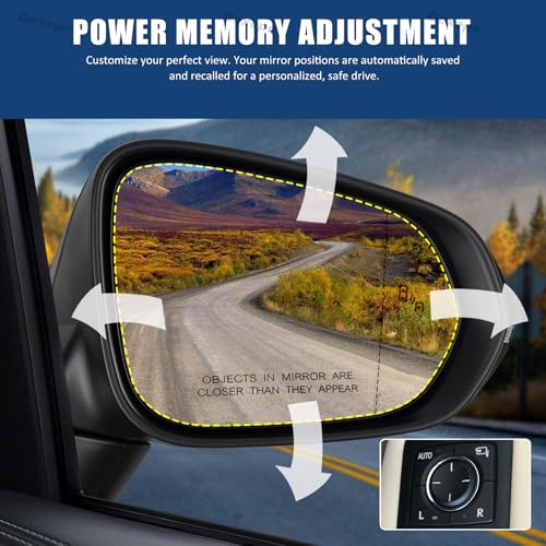 Passenger Side Mirror Assembly Compatible with Lexus RX 350 350L 450h 450hL 2016-2022 with Heated, Blind Spot Monitor, Turn Signal, Power Folding Adjust Memory Black (13 Pin Right) - size: 13Pin Right