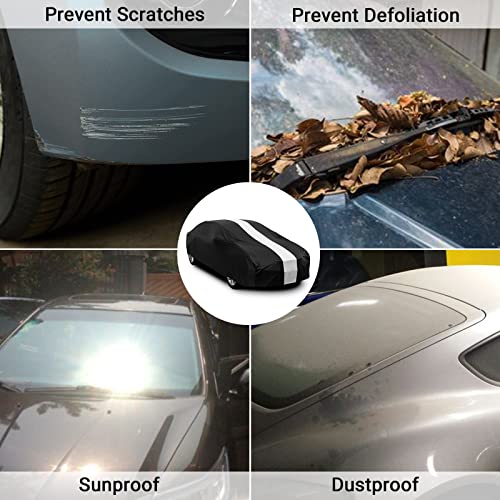 Favoto Dustproof Car Cover Indoor - Sedan Stretch Cover Universal Fit 177-193 Inch Inside Protection Full Car Cover with Storage Bag Breathable Windproof All-Weather Auto Vehicle Cover - color: Black-Upgraded
