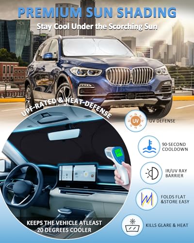 Sunshade for X5 Windshield Sun Shade for BMW X5 2014-2018 Accessories Foldable Front Window Shield Cover Sun Visor Protector Block UV Rays - size: Fit Bmw X5 2014-2018
