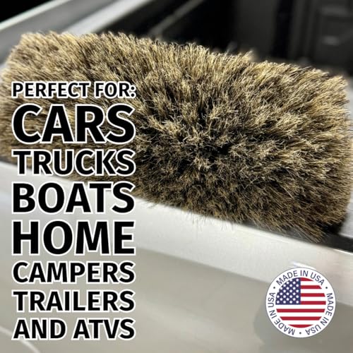 Montana Tri-Angle Boar's Hair Car Wash Brush | Ultra-Soft Bristles for Safe & Effective Cleaning | Scratch-Free Design for Large Trucks, SUVs & RVs | Durable & Lightweight for Easy Use | MB-1800