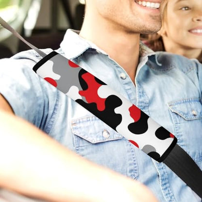Men's Comfortable Cushion Pad Car Shoulder Strap, Military Red Camo Army Camouflage Harness Pad Car Belt Covers - color: Color362