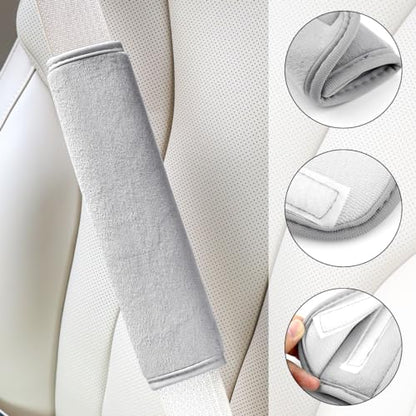 yuntop 2 PCS Car Seat Belt Pads Cover Soft Seat Belt Shoulder Pad Safety Belt Strap Shoulder Pad Comfortable Driving Compatible with Most Cars Helps Protect You Neck and Shoulder (Gray) - color: Gray