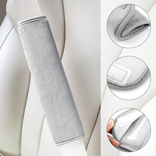 yuntop 2 PCS Car Seat Belt Pads Cover Soft Seat Belt Shoulder Pad Safety Belt Strap Shoulder Pad Comfortable Driving Compatible with Most Cars Helps Protect You Neck and Shoulder (Gray) - color: Gray