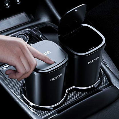 HOTOR Car Trash Can, Car Trash Cup with 30 Additional Trash Bags for Exclusive Using, Multipurpose Trash Can for Car, Office & Home to Meet Various Needs - 2 Packs, Black