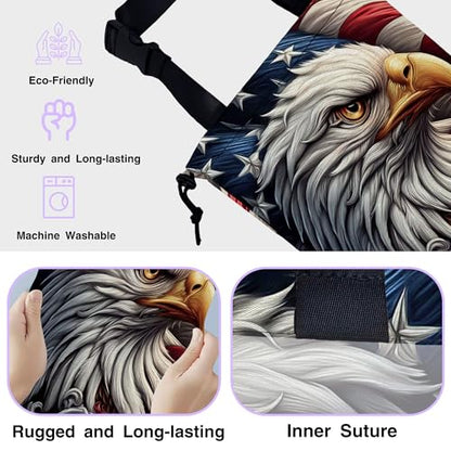 Car Trash Bag Eagle American Flag Car Garbage Bag Waterproof Car Trash Can for Back Seat with Adjustable Straps and Drawstring, Foldable Car Trash Bin for Car Accessories Vehicle Travelling Camping - color: Eagle American Flag