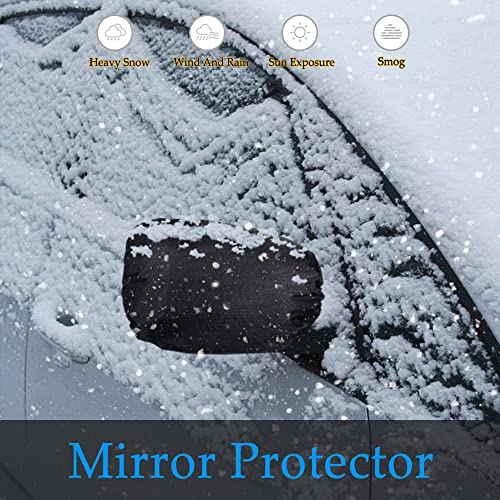ASUBHA 2PCS Side Mirror Covers, Car Mirror Protector, Waterproof Snow Rearview Cover Protects from Ice Snow Frost Dew Rain Bird Poop, Car Accessories Auto Rearview Protection Cover for Most Vehicles