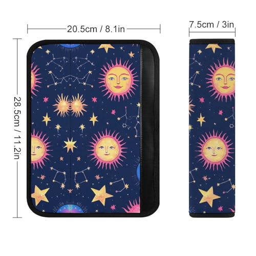 Women's Car Belt Covers, Space Galaxy Constellation Sun Moon Stars Pattern Fashion Cushion Pad Car Shoulder Strap Harness Pad - color: Color354