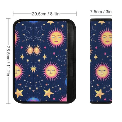 Women's Car Belt Covers, Space Galaxy Constellation Sun Moon Stars Pattern Fashion Cushion Pad Car Shoulder Strap Harness Pad - color: Color354