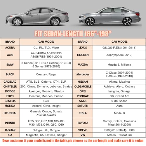 7 Layers Waterproof Heavy Duty Car Covers for Automobiles All Weather Season Anti-Hail UV Protection Snowproof Outdoor 11.7LBS Full Cover Universal Fit Sedan 186" to 193" - size: Sedan-Length (186"-193")