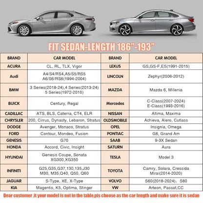 7 Layers Waterproof Heavy Duty Car Covers for Automobiles All Weather Season Anti-Hail UV Protection Snowproof Outdoor 11.7LBS Full Cover Universal Fit Sedan 186" to 193" - size: Sedan-Length (186"-193")