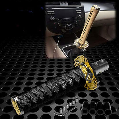 JDMBESTBOY Samurai Sword Black Shift Knob Shifter Alloy Katana with Adapters Universal 26cm - color: Black, size: 26cm