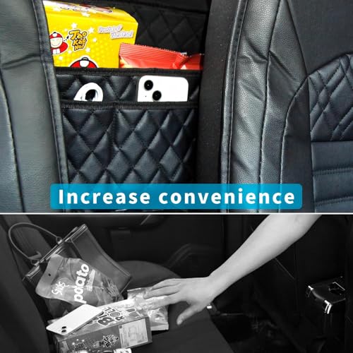 Car Handbag Holder Between Seat Durable Leather Seat Back Organizer Pet & Kids Driver Storage Netting Pouch Driver Storage Netting Pouch (Upgraded Black B) - color: Upgraded Black B