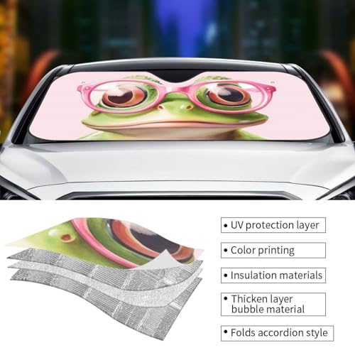Funny Frog Car Sun Shade Windshield Sunshade Foldable Front Window Shield Cover for Truck SUV - color: Blue10