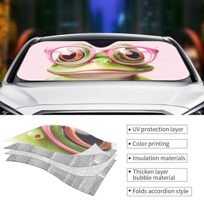 Funny Frog Car Sun Shade Windshield Sunshade Foldable Front Window Shield Cover for Truck SUV - color: Blue10