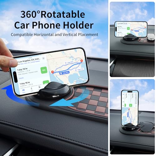 Universal Anti-Slip Car Dashboard Mat with 360° Rotating Phone Holder – Multi-Functional Organizer Pad for Phones, Sunglasses, Keys, and Daily Essentials (Brown Black) - color: Brown Black