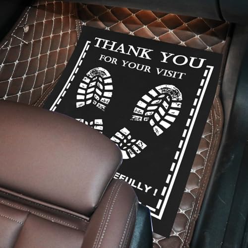 ‌RUENXG 50-Pack Disposable Car Floor Mats - Black Heavy Duty 19.6x15.7 Inch Universal Fit for SUV/Truck/Sedan | Footprint Design | Car Wash & Detailing Protectors | Portable Vehicle Foot Pads
