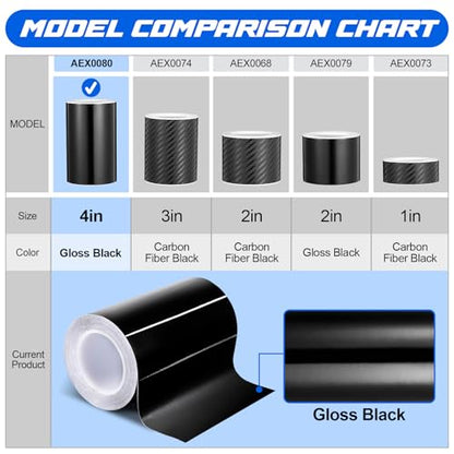 Spurtar Gloss Black Vinyl Wrap 4 Inch x 20ft Air-Release Adhesive Car Vinyl Tape Chrome Delete Wrap Roll DIY Car Exterior Decoration Door Edge Guard Vehicle Detailing Paper 10CM x 6M - size: 4 in x 20 ft