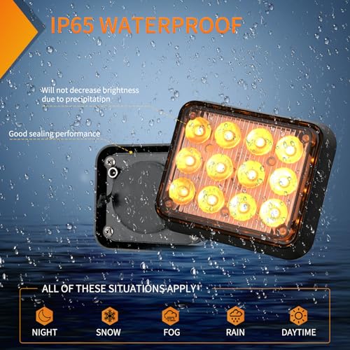 Nilight 12LED Magnetic Wireless Trailer Lights 2PCS Rechargeable Portable Hazard Beacon Warning Light Amber and White Emergency Strobe Light for Trucks Trailers Vehicles Cars Bus Surface Mount - color: 12LED Amber