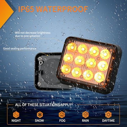 Nilight 12LED Magnetic Wireless Trailer Lights 2PCS Rechargeable Portable Hazard Beacon Warning Light Amber and White Emergency Strobe Light for Trucks Trailers Vehicles Cars Bus Surface Mount - color: 12LED Amber