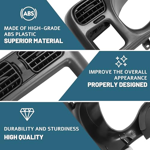 KUAFU Dash Radio Trim Bezel Cover Compatible with 1998-2004 Chevy Chevrolet S10 Blazer GMC Jimmy Dashboard Radio Panel Only Fit Single Din - color: Black