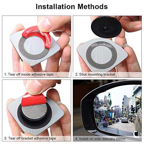 Frameless Blind Spot Mirror for Cars - 2 Pack HD Glass Convex Rear View Mirror, 360° Rotate Sway Adjustable Side Mirror for SUV, Truck, Van - Driving Safety Accessories - style: Sector