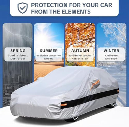 10 Layers Car Cover Custom Fit for BMW 3 Series 320i 328i 330i 335i M340i (2013-2025), Waterproof All Weather for Automobiles, Outdoor Full Cover Sun Dust Rain Protection with Cotton. Silver - size: Custom Fit for BMW 3 Series