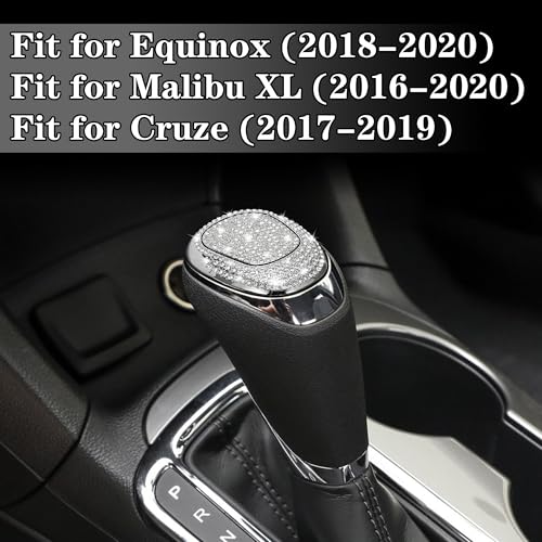 TOMALL Bling Gear Shift Knob Cover Compatible with Chevy Equinox 2018-2020 Cruze 2017-2019 Malibu 2016-2020 Shifter Panel Cover Shift Gear Lever Cover Trim Crystal Bling Decoration for Car Accessories