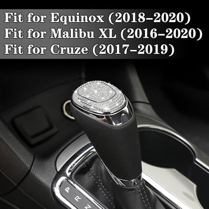 TOMALL Bling Gear Shift Knob Cover Compatible with Chevy Equinox 2018-2020 Cruze 2017-2019 Malibu 2016-2020 Shifter Panel Cover Shift Gear Lever Cover Trim Crystal Bling Decoration for Car Accessories