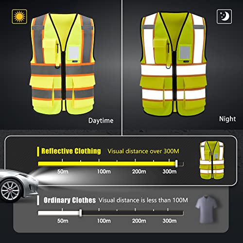 AYKRM Custom Logo Personalised Printed High Visibility Reflective 2 two tone work construction Safety Vest - color: Yellow, size: Small