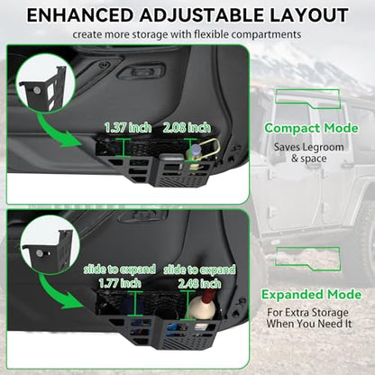 MusixiA Upgraded Metal Front Door Storage Box Pockets,Door Organizer Molle Panels for 2007-2018 Jeep Wrangler JK JKU 2/4 Door, Adjustable Side Insert Organizer 2PCS