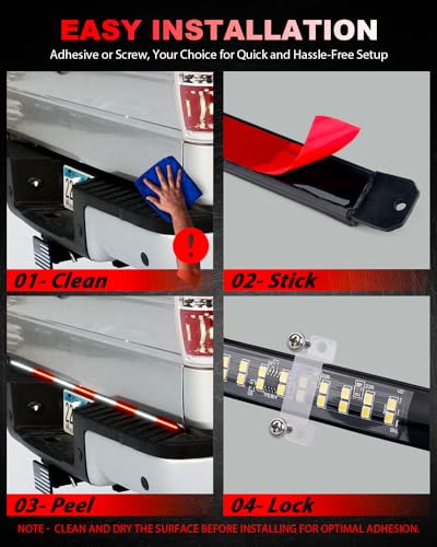 LUMENIX 49" Inch Strobe Light Strips, Back Window | Tailgate White Red Warning Emergency Flashing Firefighter Double Row LED Strip Flexible Lights Bar w/Controller for Fire Trucks POV Vehicles - 1PC - color: White Red