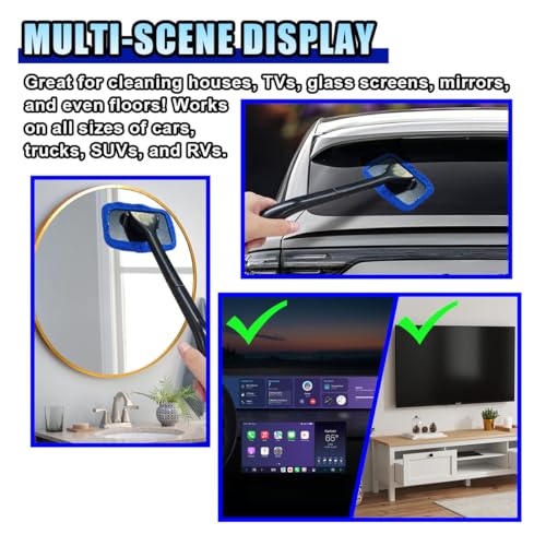 LAINLOY 7 Pack Microfiber Cloths, Replaceable Car Inside Windshield Cleaning Tool Bonnet, Reusable Window Washing Pads Cover Kit, Car Interior Glass Cleaner Towel Fit 5"