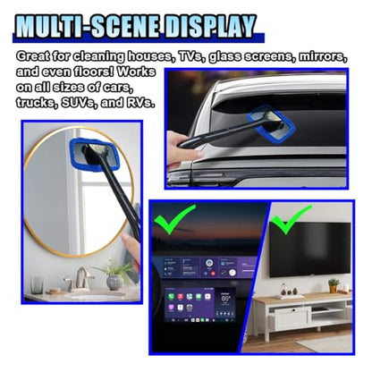 LAINLOY 7 Pack Microfiber Cloths, Replaceable Car Inside Windshield Cleaning Tool Bonnet, Reusable Window Washing Pads Cover Kit, Car Interior Glass Cleaner Towel Fit 5"