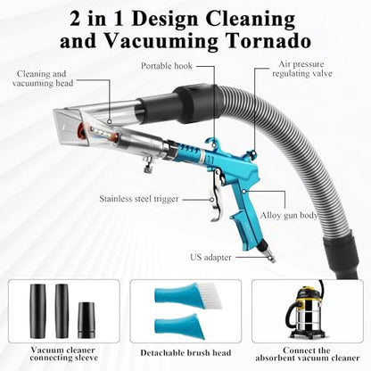 GOCCIDA 2IN1 Car Interior Detailing Air Blow Gun & vacunm Gun with Adjustable Air Flow Nozzle,Cleaning Gun Quickly Blasts Dirt and Dust from Surface Works with Air Compressor(Upgrade Rotate Tube) Blue - color: blue