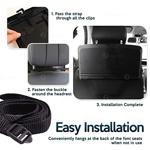 ZONETECH Multi-Functional Portable Foldable Car Backseat Tray Desk - Black Vehicle Table for Food, Meal, Snack, Laptop - Stay Organized When on The Go (1-Pack) - color: 1-Pack