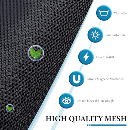 2PCS Car Window Shades, Magnetic Curtains Auto Front Seat Side Window Covers with Half Shade, Double Layer Mesh Sun Block UV Protection Covers for Driver Passenger (Horizontal) - color: Horizontal