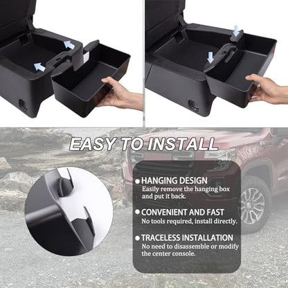 JKCOVER Center Console Hanging Organizer Box Compatible with 2019-2026 Chevy Silverado/GMC Sierra 1500 and 2020-2026 Chevrolet Silverado/Sierra 2500HD 3500HD Accessories(Split-Bench Folding Seat Only) - color: Hanging Organizer
