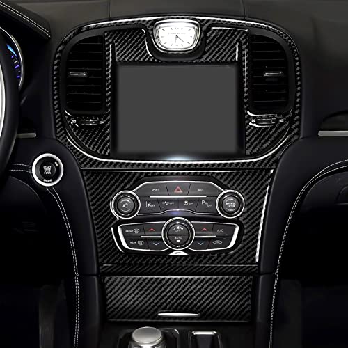 Car Central Console Navigation Screen Air Outlet Vent Decals for 2015-2023 Chrysler 300 / 300C / 300S / Limited/Touring Accessories Carbon Fiber Stickers - color: Center Air Outlet, 2015-2023