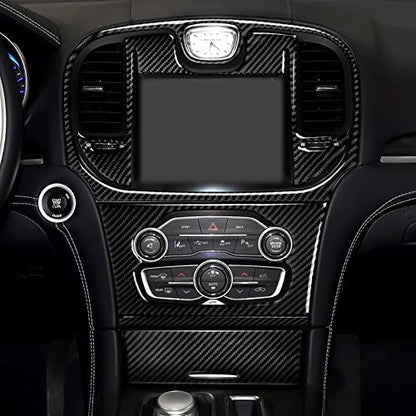 Car Central Console Navigation Screen Air Outlet Vent Decals for 2015-2023 Chrysler 300 / 300C / 300S / Limited/Touring Accessories Carbon Fiber Stickers - color: Center Air Outlet, 2015-2023