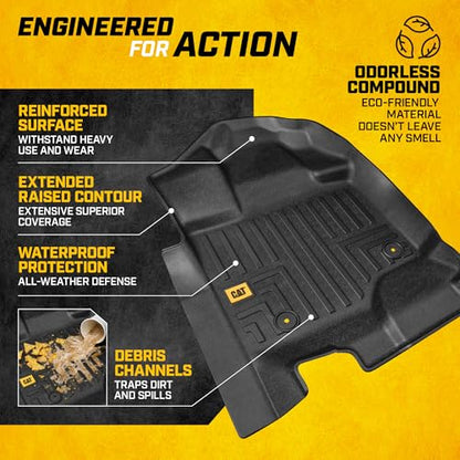 Cat® Floor Mats for 2015-2026 Ford F-150 SuperCrew Cab, Front & Rear, All Weather Protection 3D Contour Fit Custom Fit Floor Liners, Black - style: Ford F-150 SuperCrew Cab (2015-2026)